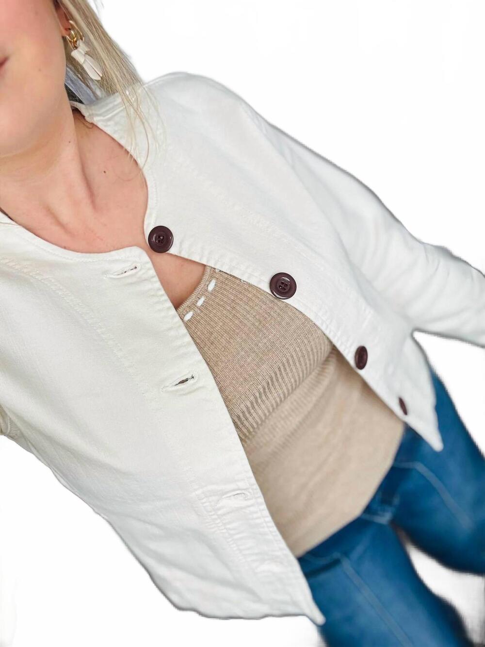 NEW JUST BLACK DENIM barrel jacket in off white